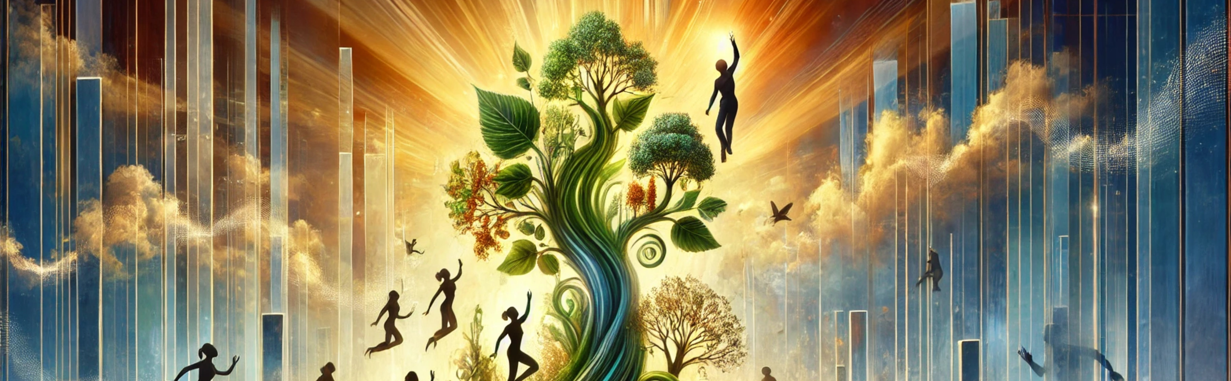 A visually striking conceptual image representing empowered employees as the foundation of business success. The image features humans reaching their potential while growing a business.